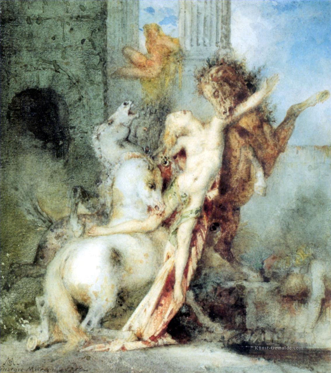 Diomedes Devoured durch seine Pferde Aquarelle Symbolik Gustave Moreau Ölgemälde